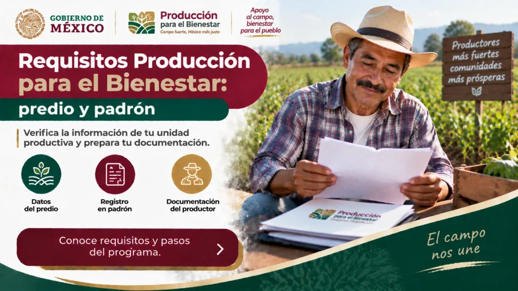 Requisitos producción para el bienestar: predio y padrón