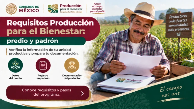 Requisitos producción para el bienestar: predio y padrón